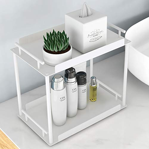 FEILERN 2 Tier Gewürzregal Stehend, Schrankregal Tischregal Küchenregal Organizer Weiß für Kleines Küchenregal Arbeitsplatte, Standregal Badezimmer Aufbewahrung, and Kaffeebar Organize