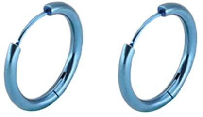 Lieson Ohrringe Männer Edelstahl, Creolen Herren Damen Blau Ohrringe Rund Einfach 8MM