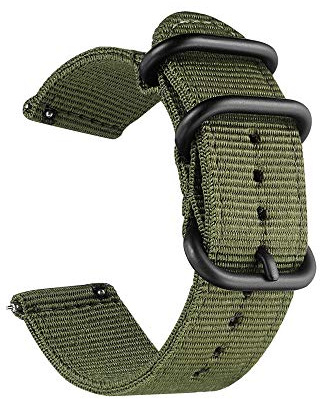 CNYMANY 18 mm universellt ballistiskt klockband, nylonduk vävd slinga, ersättningsrem, armband, spänne, fästelement, justerbar stängning för smartklocka sport, fitness spårare – grön