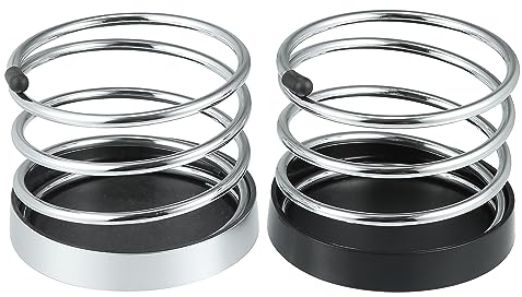 X AUTOHAUX 2pcs Dashboard in Dash Car Cup Holders Black Silver Tone Universal
