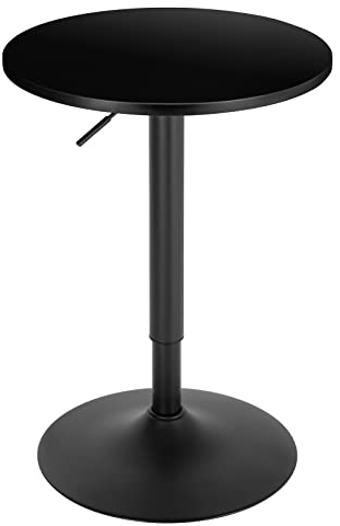 WOLTU Bartisch Stehtisch, höhenverstellbarer Tisch 70-91 cm, multifunktionaler Partytisch in Wohnzimmer Küche Balkon, Bistrotisch aus MDF Metall, Schwarz, 52x52x91cm