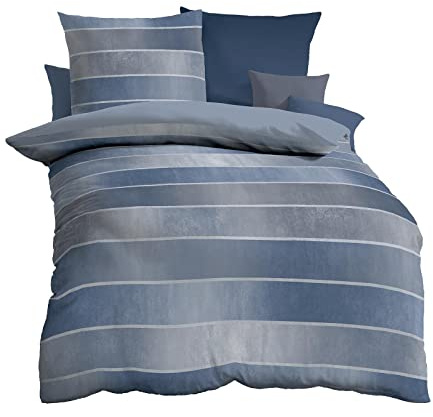 Kaeppel Mako-Satin Bettwäsche Timeless blau, 1 Bettbezug 135 x 200 cm + 1 Kissenbezug 80 x 80 cm