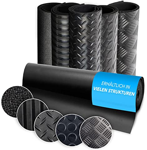 KARAT Gummimatte Meterware - Gummiläufer in vielen Strukturen - Antirutschmatte - Noppenmatte - Bodenmatte - Tränenblech - Bodenbelag (SBR-Gummi - 1mm, 120 x 100 cm)