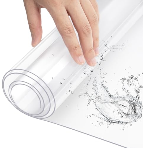 WOLTU Tischdecke 2 mm Wasserdicht Transparent | Durchsichtige Tischfolie aus PVC | Rechteckiger Tischschutz, Schutzfolie Klar Hitzebeständig Abwischbar, 90x180 cm