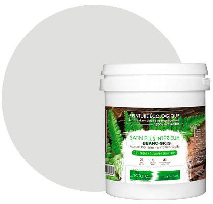 BOX DECO COULEURS Peinture murale naturelle écologique aspect satin intérieur Natura - 1 L, Blanc Gris