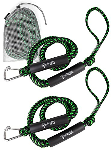 Gradient Fitness - Bungee Mooring Line/Elasticated Boat Rope - 1.8 m, 2 Pack - Marine Grade PWC Mooring Rope for Jet Ski, Sea Doo Switch, Pontoon & Small Boats - Shock Absorbing Boat Accessories