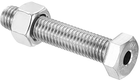 PATIKIL M12x60mm Hollow External Hexagon Screw, 1 Set Cylindrical Lamp Threading Socket Screws Through Hole Bolt with Nut 304 Stainless Steel
