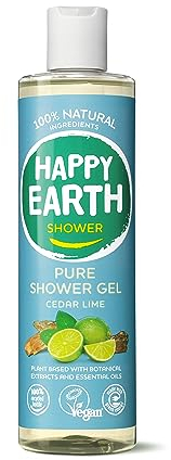 Happy Earth Gel Doccia - Per Uomini e Donne - Gel Doccia - 100% Ingredienti Naturali & Vegani - Cedro Lime - 300 ML