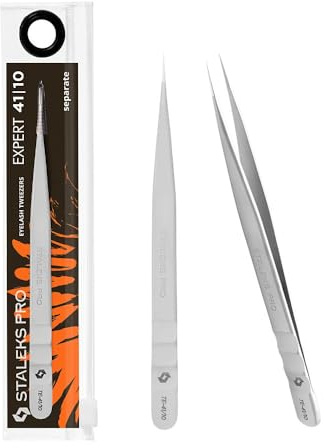 STALEKS PRO Pince professionnelle pour extension de faux cils en acier inoxydable Expert 41/10, NNTE41.10