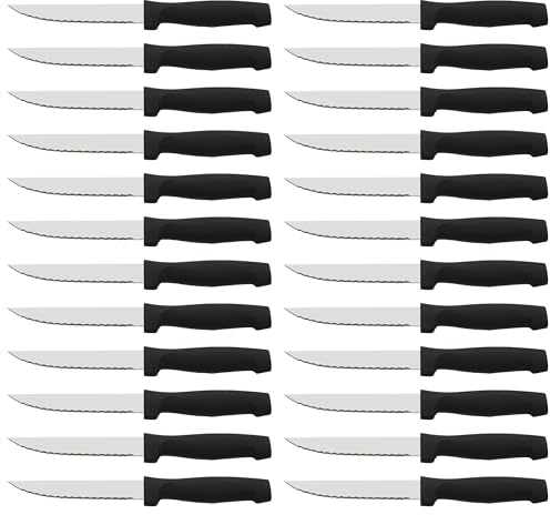 CUPERINOX Fleischmesser | Tischmesser | Kotelettmesser | 24 Stück | gezackte Klinge | Griff aus Polypropylen | Edelstahl | 11 cm | Spülmaschinengeeignet