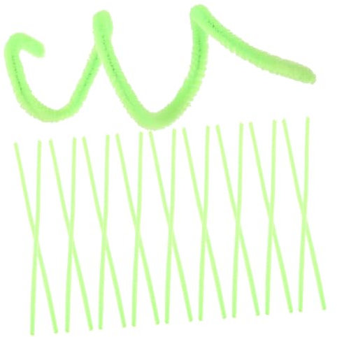 EXCEART 100st Drehstange Chenille-pfeifenhandwerk Chenille-stielstangen Dicke Pfeifenreiniger Bunte Pfeifenreiniger Fuzzy-pfeifenreiniger Flauschige Grüne Polyester Kunstwerk Kind Puzzle