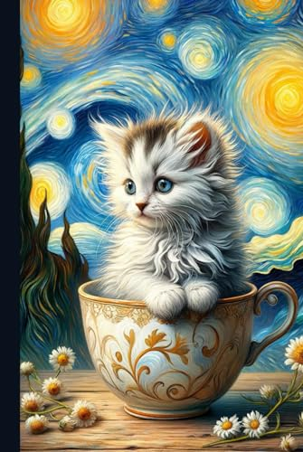 Notebook: Cute Kitten in a Teacup - Journal/Diary Book - for Girls and Women