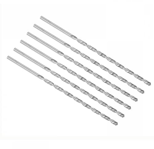 TOP-VIGOR 6Pcs 5mm Dia Extra Long Twist Drill Bits, 200mm Length High Speed Steel Extended Spiral Drill Bit, Straight Shank Twist Drill Bit Tool for Wood Metal Aluminum Plastic