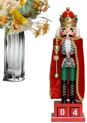 Calendrier Casse-Noisette, Calendrier De L'Avent De Noël En Bois, Calendrier De Compte À Rebours De Décoration De Vacances Festives, Décor De Noël Roi Casse-Noisette Pour Cheminées Et Tables D