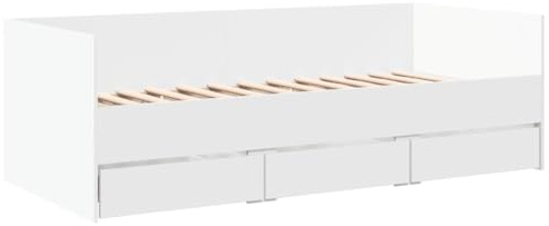 vidaXL Sängram med lådor vit 75x190 cm konstruerat trä, gästsäng, extrasäng, bekväm gästsäng, gästsängar, bekväm dagbädd, gästsäng med lådor