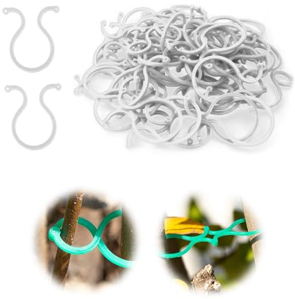 Gesicherter Pflanzen Clip, 2024 Neuest pflanzenclips 100/200 pcs, Pflanzenklammern klein zur Rankhilfe und Befestigung von Pflanzen, Praktischer Pflanzenstützclip für Tomate Gurken (100, weiß-klein)
