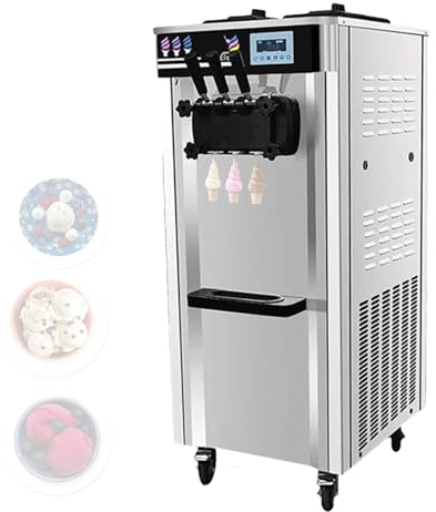 Commercial Ice Cream Machine, 2x6l Hopper, Soft Ice Cream Machine, 1700w Ice Cream Machine, 20-25l/H Large Output, with Control Panel, Suitable for Ice Cream Shops and Snack Bars