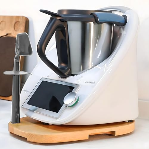 Holz Gleitbrett für Thermomix TM6 TM5, für Thermomix Gleitbrett TM6 mit Rollen Müheloses Verschieben, Brett Tm6 mit Platz für Löffel, Buche