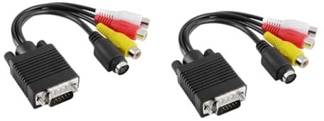 Artibetter 2pcs Vga Svga to S-video Tv Av Out Converter Adapter Cable for Laptop Pc Televison Video Audio Cable Connect Laptop to Tv