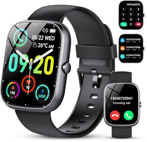 Montre Connectée Homme Femme, 1.91 Smartwatch avec Appel Bluetooth, IP68 Étanche Montre Connectee avec 100+ Sportifs, Montre Podomètre, Moniteur de Fréquence Cardiaque/SpO2/Sommeil, pour Android iOS