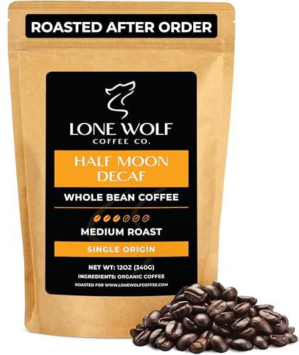 Half Moon Decaf - Freshly Roasted After Your Order – Specialty Grade, Swiss Water Process, Low Acid, Organic, Single Origin, Medium Roast Whole Bean Coffee, Ethically Sourced, 12OZ Compostable Bag