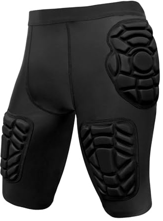 Topeter Gepolsterter Fußballgürtel mit Hüfte, Oberschenkel, Steißbeinpolsterung, Paintball-Rüstung, kurze Strumpfhose, Kompressions-Hockey-Shorts, Größe L