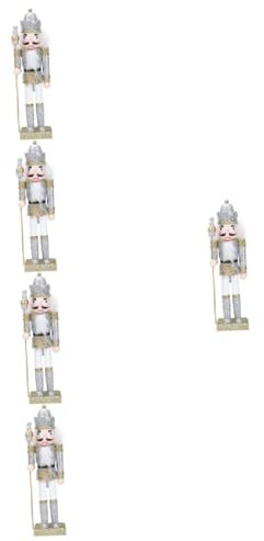 MAGICLULU 5 Pièces Casse Noisette Figurines De Soldat du Roi De Noël Décorations De Noël Casse-Noisette Petites Figurines Casse-Noisette Petites Voitures Décor Rose Poupée Jouets Silver Bois