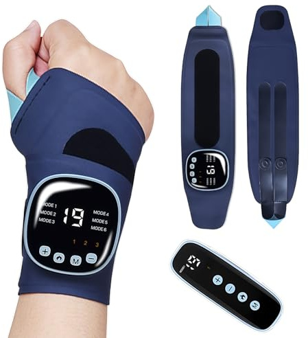 Orifesio EMS Wrist Massager, Portable Cordless Hand and Wrist Massager with 3 Heating Temperature, 9 Modes/19 Intensities, Wrist Support for Arthritis, Carpal Tunnel Syndrome, Hand Pain Relieve