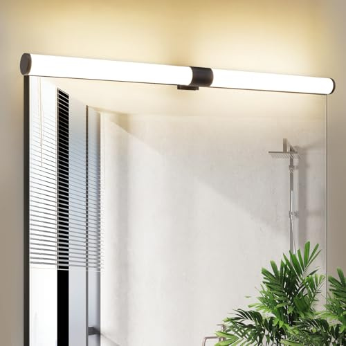 Laittiin Lámpara de espejo LED para baño 60CM - lámpara de espejo de 8W luz de pared blanca neutra de 4000K IP44 lámparas de espejo luz de maquillaje para armario de baño（Negro）