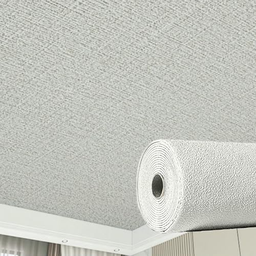 Unikicool Panneaux De Plafond Autocollants pour Salle De Bain,Papier Peint Autocollant en PVC,Autocollant Mural 3D en Mousse de Lin,épaisseur 2 mm,pour Maison,Bureau,Cuisine,Restaurant,Balcon