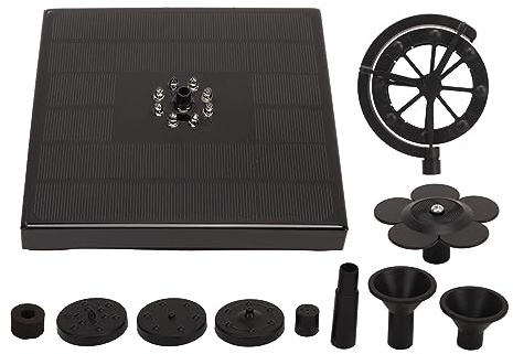 Solar Fountain Pump with LED Color Light Solar Powered Bird Bath Fountain 8 Nozzles Windmill for Outdoors Garden ABS PC Material 165x165x128.5mm