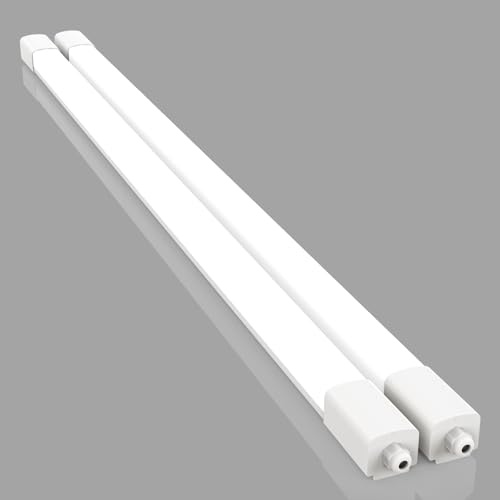 Amdelne 2pcs Led Feuchtraumleuchte 150CM, 45W 4500lumen Kaltlweiß 4000k, Wasserfest IP65 Einfache Montage Wannenleuchte Flach Led Deckenleuchte Werkstattlampe FüR Keller BüRo Garage