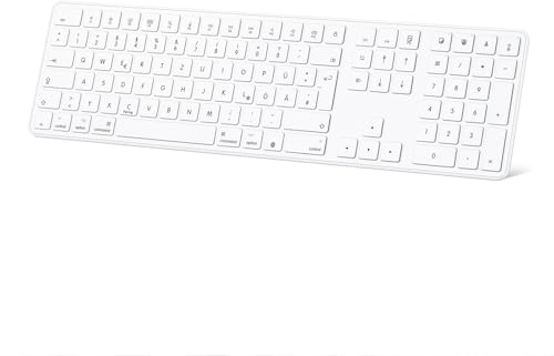 OMOTON Mac-Bluetooth-Tastatur, Volle Größe, QWERTZ, Weiß