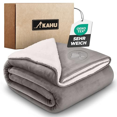 KAHU® Hundedecke wasserdicht • Sofaschutz Kuscheldecke wasserundurchlässige • Hundematte Reisen u. Outdoor • Schutzmatte für Hundetransportboxen • beidseitig verwendbar • Farbe: Taupe • 178 x 152 cm