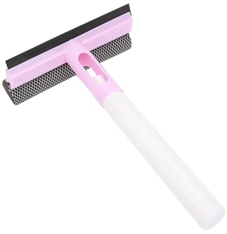 PACKOVE Limpiacristales con Esponja y Pulverizador Escobilla Doble Cara para Ventanas y Espejos Herramienta de Limpieza para Baños y Azulejos Mango Antideslizante Color Rosa