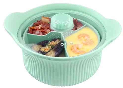 Syengery Vaporera De Microondas Para Verduras | Cocedor De Silicona Con Compartimento | Cuenco Vaporera De Verduras Para Microondas,Para Horno Freidora De Aire Cocina Hogar Comida Para Bebés