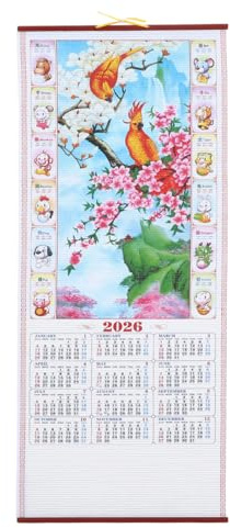 HOMSFOU Wandkalender 2026 Jahr Des Pferdes Mit Rattanoptik Lichtechter HäNgekalender Zum Chinesischen Neujahr FüR Wohnzimmer Und BüRo Feng Shui Tierkreiszeichen Monatsplaner