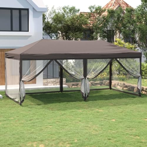 Tenda da magazzino per feste, pieghevole, con pareti laterali, tortora, 3 x 6 m, per giardino e terrazza