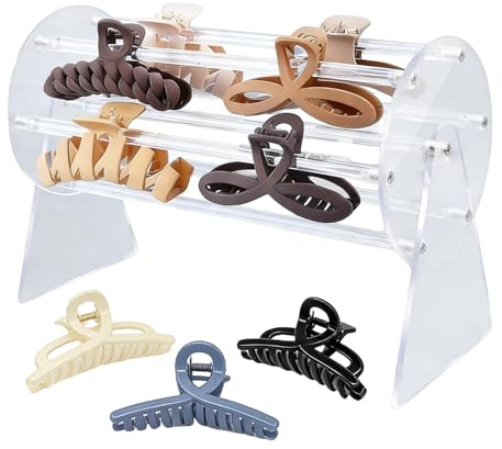 Junhonze Porta Mollette Capelli - Organizer Per Fermagli A Pinza - Organizer Per Fermagli Per Capelli In Acrilico Girevole A 360° - Espositore Per Cerchietti Per Capelli - Porta Cerchietti Bambina