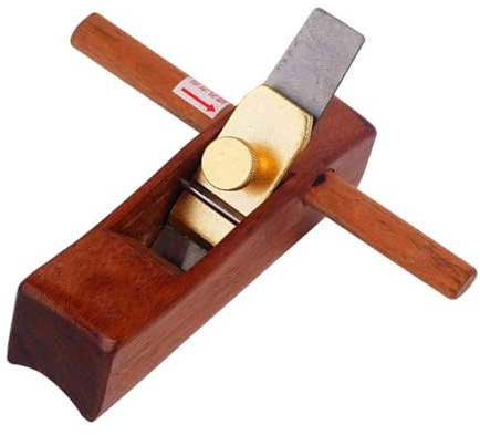 Indonesian Teak Wood Block Plane for Round Wood Trimming of Tool Handle and Rod Featuring Metal Cover Finishing Tasks Card Plane