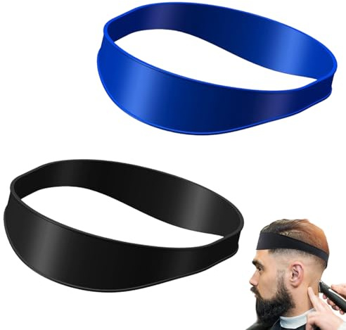 Set 2 Bande Guida Taglio Capelli Silicone Curvo, Flessibile per Rasatura Fai da Te, Strumento Modello Attaccatura Scollatura Uomo, Casa, Nero e Blu