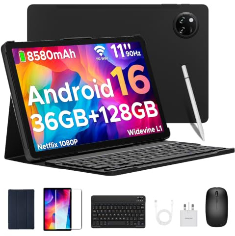 DOOGEETab Tab A9 Pro+ Tablette Android 16, Tablette 11 Pouces avec Clavier, 30Go RAM+128Go ROM Ext.2To, Écran IPS 90Hz, 8580mAh, Octa-Core T7200, Gemini AI, 13MP+5MP, WiFi5, GPS, Face ID, OTG
