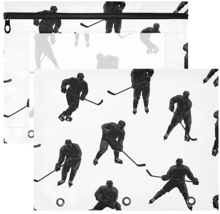 Svart hockeyspelare vit penna skola pennfodral påse för pojkar