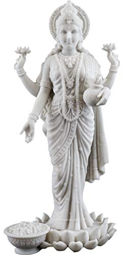 Top Collection Lakshmi Statue- Hindu Goddess of Wealth, Prosperity, Wisdom and Fortune Sculpture - 10.25-Inch Collectible Figurine (White Marble)