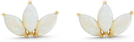 Brandlinger ® Ohrstecker Opal. Ohrstecker Lotus mit australischem Opal. Schmuck Damen vergoldet mit 18 Karat Gold für Frauen und Mädchen. Größe der Ohrringe Blume 8mm.