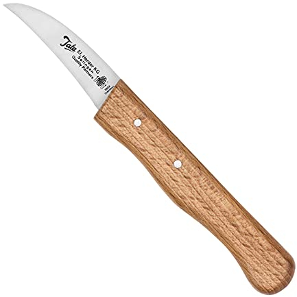 Tala Performance El Herder Kitchen Contoured Paring Knife for Peeling and Slicing Vegetables and Fruits, Solingen German Stainless Steel Curved Blade, Natural Beech Wood Handle (10A31396)