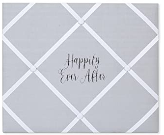 Haven Home Decor Memo & Fototafel Happily Ever After, 48,3 x 40,6 cm, grauer Leinenstoff, 48,3 x 40,6 x 15,2 cm