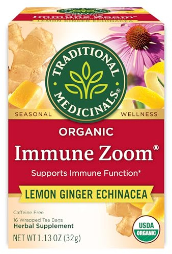 Traditional Medicinals Tea, Organic Immune Zoom Lemon Ginger, Supports Immune Function, 16 Tea Bags