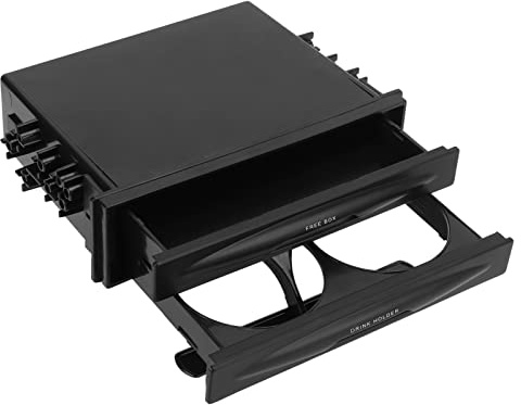 2 in 1 Autoradio Aufbewahrungsbox, Fydun Mehrzweck-ABS Universal 1DIN 2-lagiger Schwarzer Getränkehalter Einzel-Din-Getränkehalter Zum Sammeln von Gegenständen
