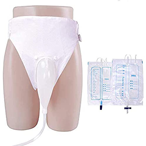 Sistema di Sacca per drenaggio urinario Raccoglitore di urina indossabile Pantaloni per incontinenza Orinatoio Portatile Riutilizzabile per Donna Uomo Pazienti Anziani Costretti a Letto-Men